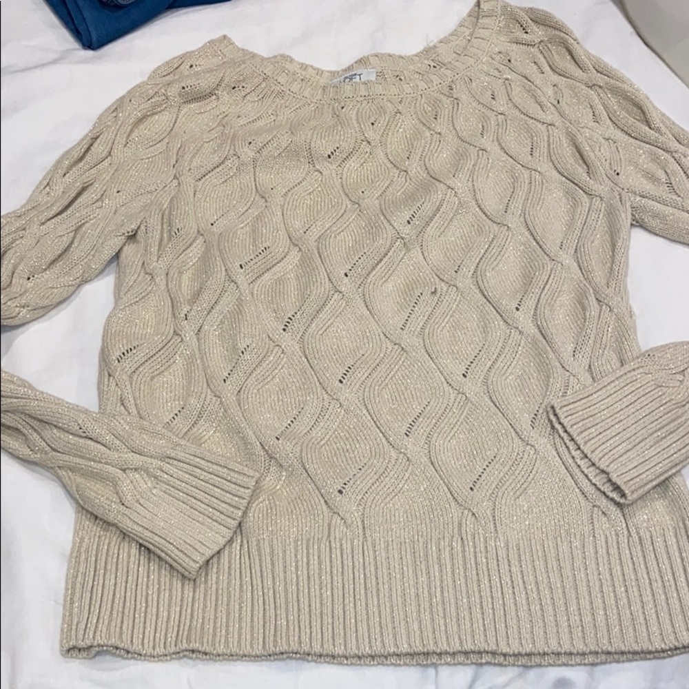 Loft  cotton crew neck ivory sweater XL